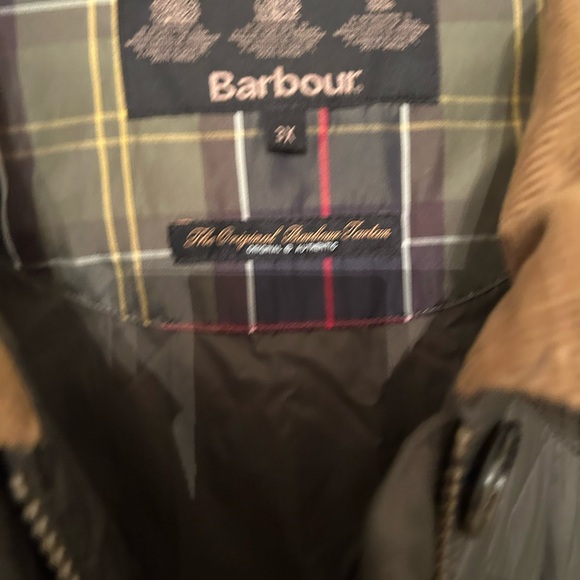 Barbour Quilted Coat - 3X - Hunter Green - Tan Corduroy Collar - Picture 6 of 10